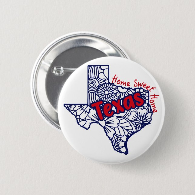 Bóton Redondo 5.08cm Rabiscos Florais do Texas   (Frente & Verso)