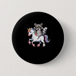 Bóton Redondo 5.08cm Raccoon Riding Unicorn Cute Animal Fantasy For Kid