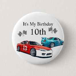 Bóton Redondo 5.08cm Race Car Birthday