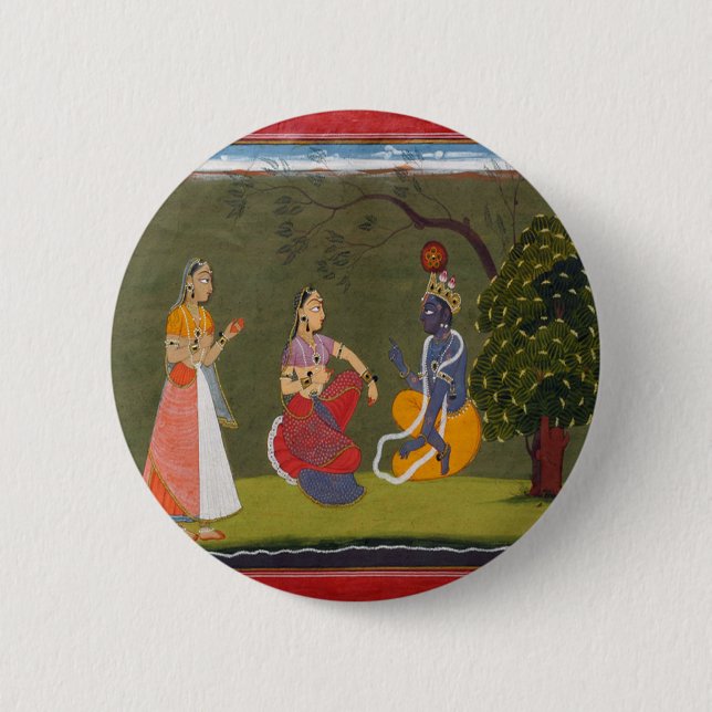 Bóton Redondo 5.08cm Radha e Krishna na discussão (Frente)