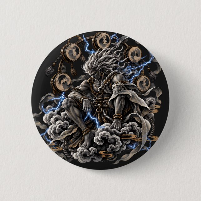 Bóton Redondo 5.08cm Raijin Azul (Frente)