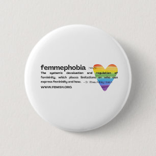 Bóton Redondo 5.08cm Rainbow Heart Femmephobia Button