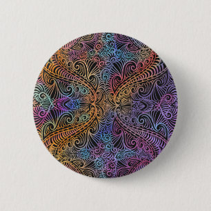 Bóton Redondo 5.08cm Rainbow Kaleidoscope Mandala