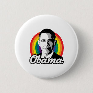 Bóton Redondo 5.08cm Rainbow Obama - Política LGBT -
