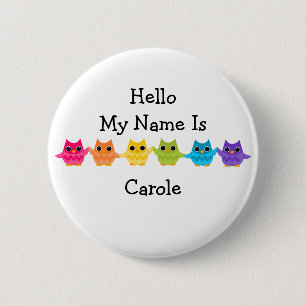 Bóton Redondo 5.08cm Rainbow Owls