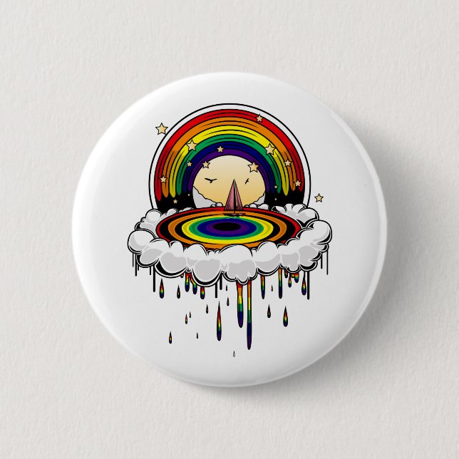 Bóton Redondo 5.08cm Rainbow Rain (Frente)