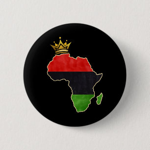 Bóton Redondo 5.08cm Rainha Afro-Americana Pan Afro Mapa Bandeira Preta