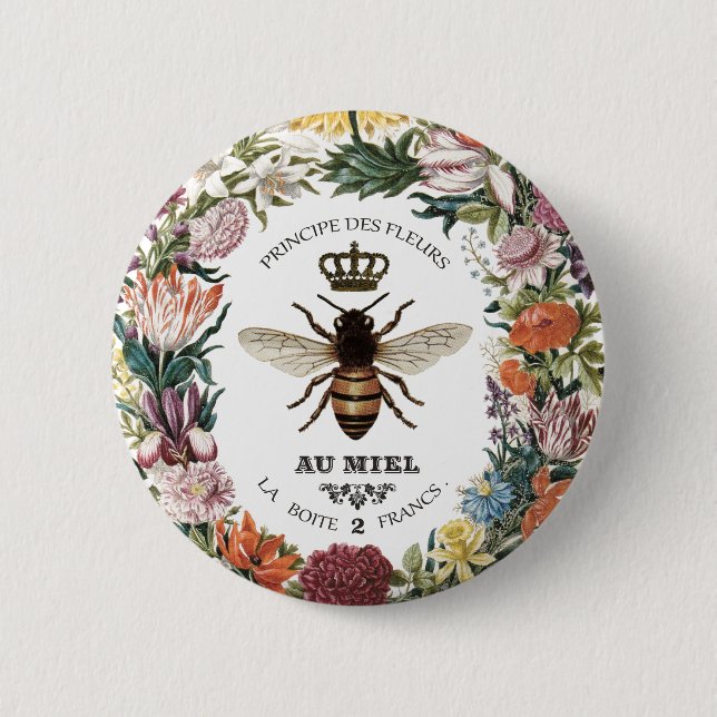 BÓTON REDONDO 5.08CM RAINHA BOTÂNICA MODERNA VINTAGEM (Frente)