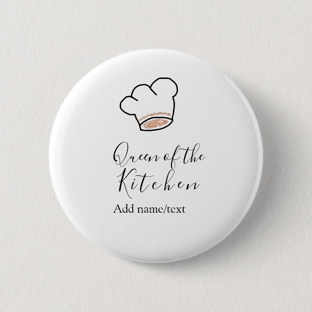 Bóton Redondo 5.08cm Rainha da cozinha chef cozinhando adicionar nome c (Frente)
