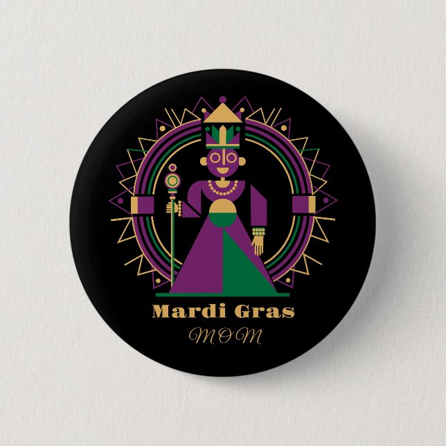 Bóton Redondo 5.08cm Rainha da Mardi Gras Mamãe 2026 (Frente)