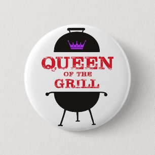 Bóton Redondo 5.08cm Rainha Do Grill, Vermelho De Coroa Roxo