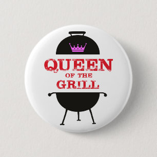 Bóton Redondo 5.08cm Rainha Do Grill, Vermelho Rosa