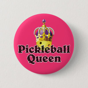 Bóton Redondo 5.08cm Rainha do Pickleball - Pickleball Amarelo Usando C
