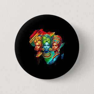 Bóton Redondo 5.08cm Rainha Negra Arte do Patrimônio Mapa Africano Hist