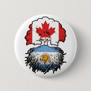 Bóton Redondo 5.08cm Raízes de Árvore Argentina canadiana do Canadá