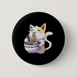 Bóton Redondo 5.08cm Ramen Cat Kawaii Anime Japonês Kawaii Neko