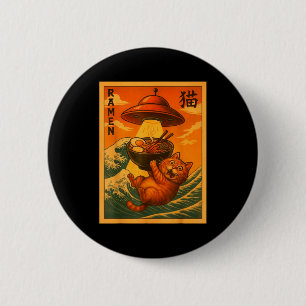 Bóton Redondo 5.08cm Ramen de Gato Ufo Anime Japonês Engraçado Homens M