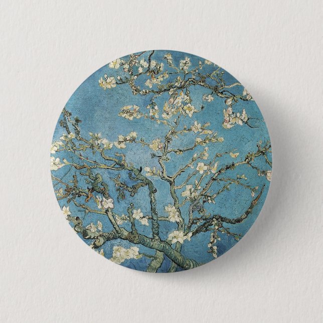 Bóton Redondo 5.08cm Ramos da amêndoa de Vincent van Gogh | na flor, (Frente)