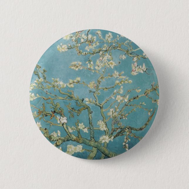 Bóton Redondo 5.08cm Ramos de Vincent van Gogh da árvore de amêndoa (Frente)