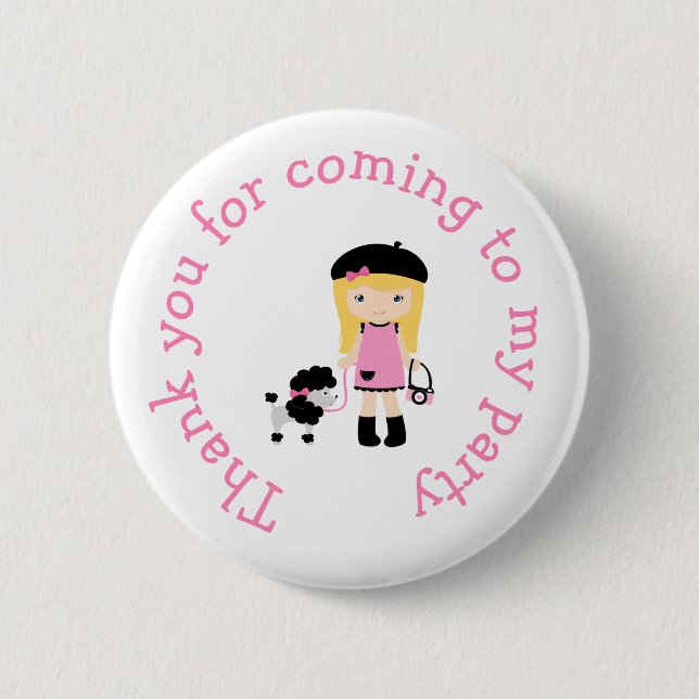 Bóton Redondo 5.08cm Rapariga Loira da Torre Eiffel de Paris (Frente)