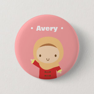 Bóton Redondo 5.08cm Rapariga Muçulmana Custa com o Hijab Scarf Winter