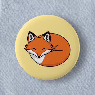 Bóton Redondo 5.08cm Raposa de desenho animado dormindo no amarelo