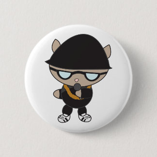 Bóton Redondo 5.08cm Rapper Cat em Bell Hat