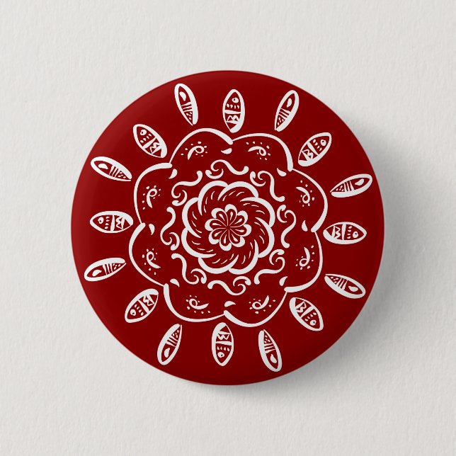 Bóton Redondo 5.08cm Raspberry Mandala (Frente)