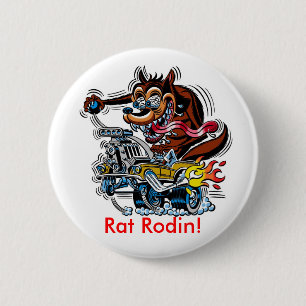Bóton Redondo 5.08cm Rato no hot rod, rato Rodin!