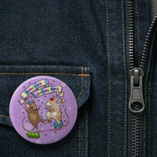 Bóton Redondo 5.08cm Ratos Dançantes Nome e Idade Feliz Aniversário