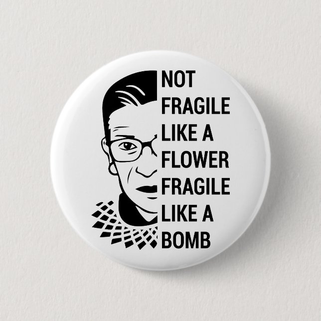 Bóton Redondo 5.08cm RBG notório, Ruth Bader Ginsburg, RBG Feminista (Frente)