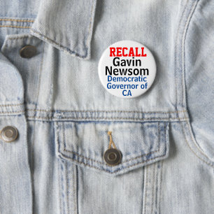 Bóton Redondo 5.08cm Recall Gavin Newsom Democrat Governador da CA