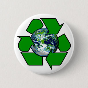 Bóton Redondo 5.08cm Reciclar para a terra do planeta