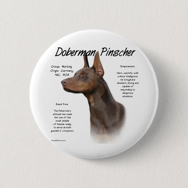 Bóton Redondo 5.08cm Red Doberman Histórico (Frente)