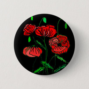 Bóton Redondo 5.08cm Red Poppy Art -