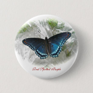 Bóton Redondo 5.08cm Red Spotted Purple Butterfly Button Badge