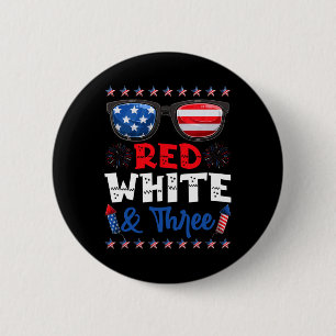 Bóton Redondo 5.08cm Red White E Três Bandeiras Americanas aniversário