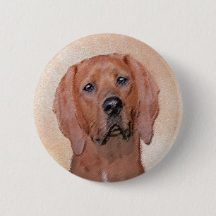 Bóton Redondo 5.08cm Redbone Coonhound Painting - Arte De Cachorro Orig