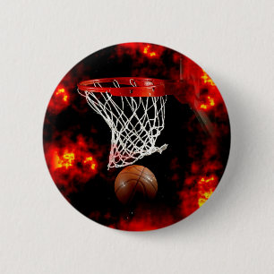 Bóton Redondo 5.08cm Rede de Basquete, Ball & Flames