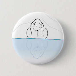 Bóton Redondo 5.08cm Reflexão do urso polar no aquecimento global