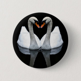 Bóton Redondo 5.08cm Reflexões do amor, forma do coração, cisnes