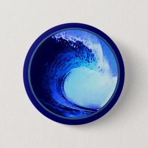 Bóton Redondo 5.08cm refrigere a onda azul do estilo do surf