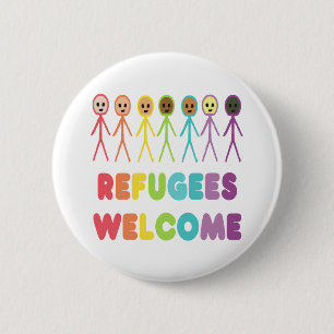 Bóton Redondo 5.08cm Refugiados bem-vindos
