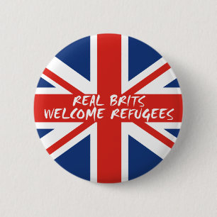 Bóton Redondo 5.08cm Refugiados bem-vindos dos Británico reais