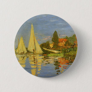 Bóton Redondo 5.08cm Regata em Argenteuil por Claude Monet