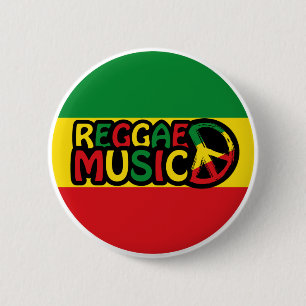 Bóton Redondo 5.08cm Reggae design de Música com estilo e cor rastafari