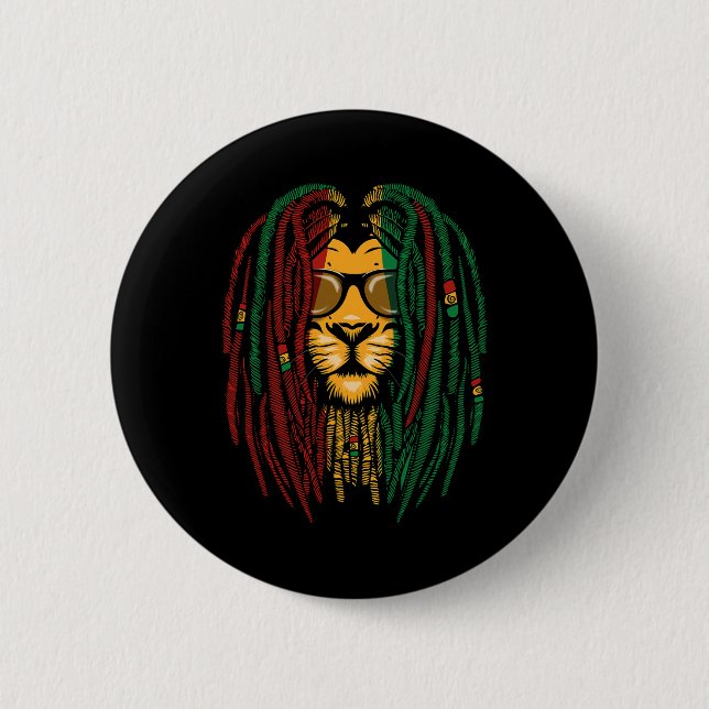 Bóton Redondo 5.08cm Reggae Lion Dreadlocks Gato Selvagem Rasta África  (Frente)