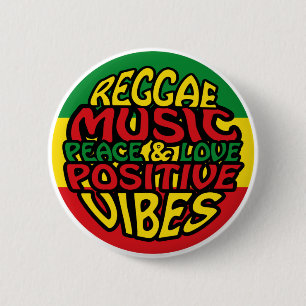 Bóton Redondo 5.08cm Reggae Music com afirmações positivas