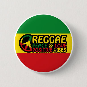 Bóton Redondo 5.08cm Reggae Music com citações positivas