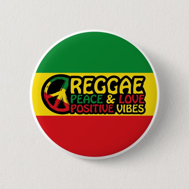 Bóton Redondo 5.08cm Reggae Music com citações positivas (Frente)